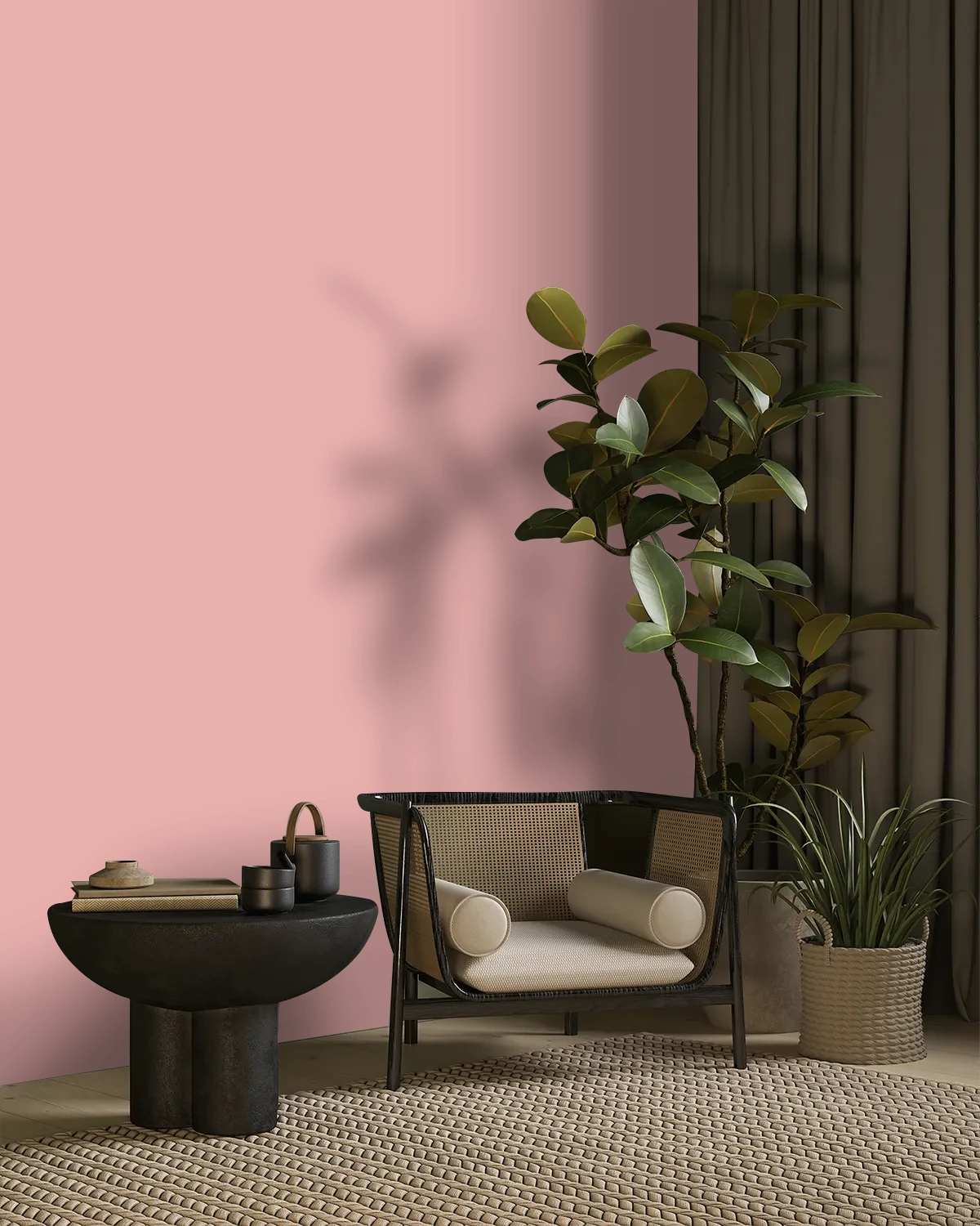 Nippon Paint's CRIMSON ESSENCE color on a beautifully decorated wall.