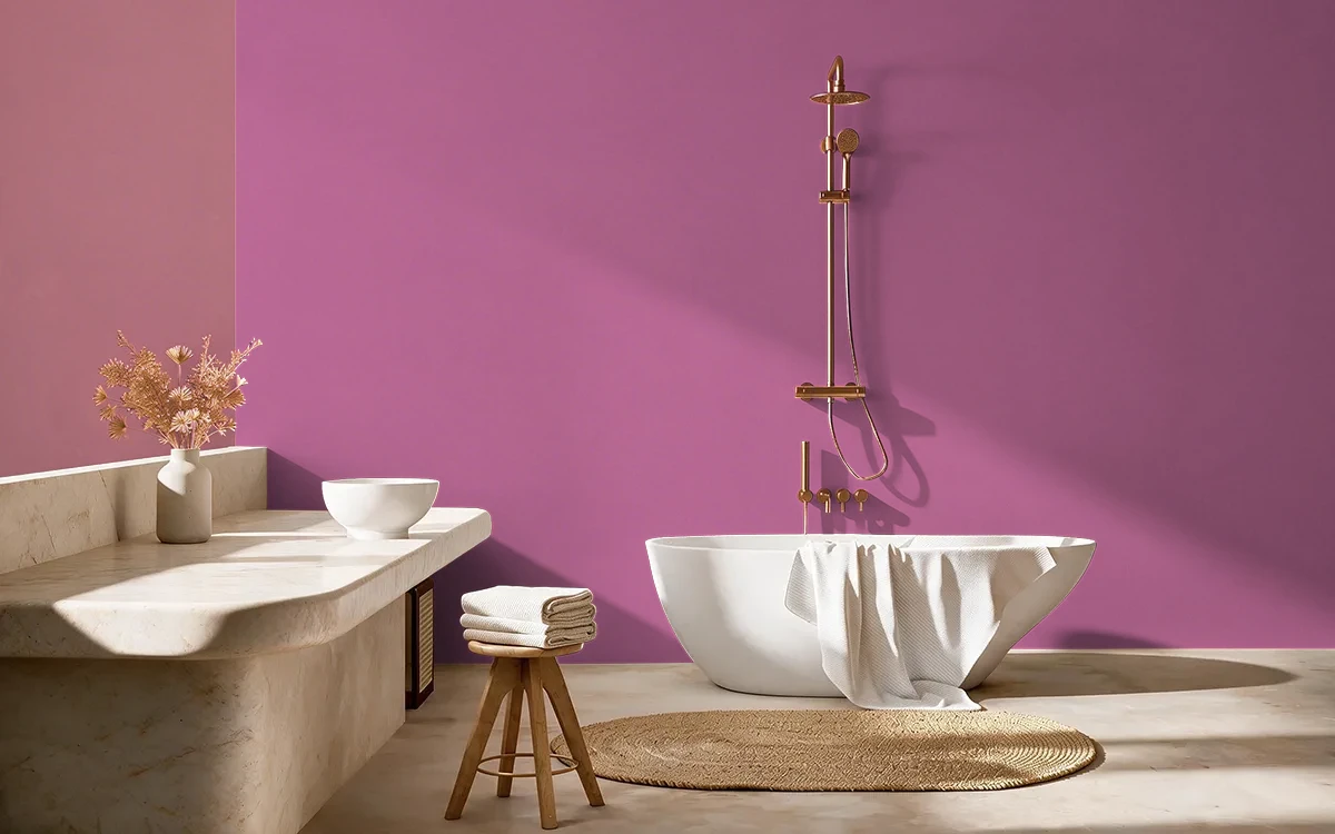 Nippon Paint's CRIMSON TIDE color on different wall surfaces.