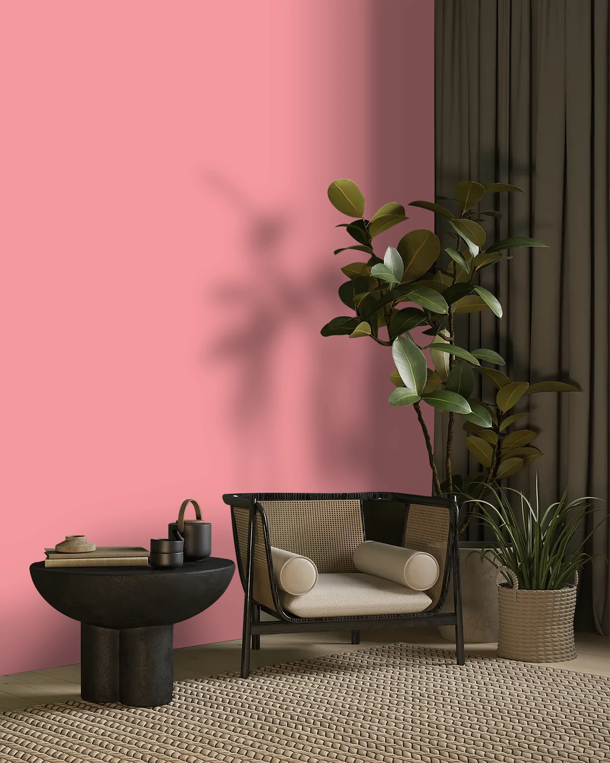 Nippon Paint's CRIMSON ZEST color on a beautifully decorated wall.