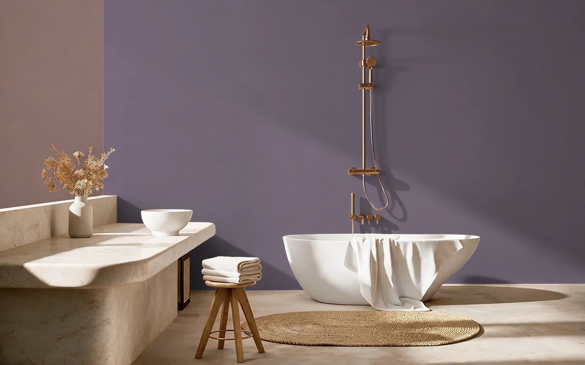 Nippon Paint's CROWDED HOUSE color on different wall surfaces.