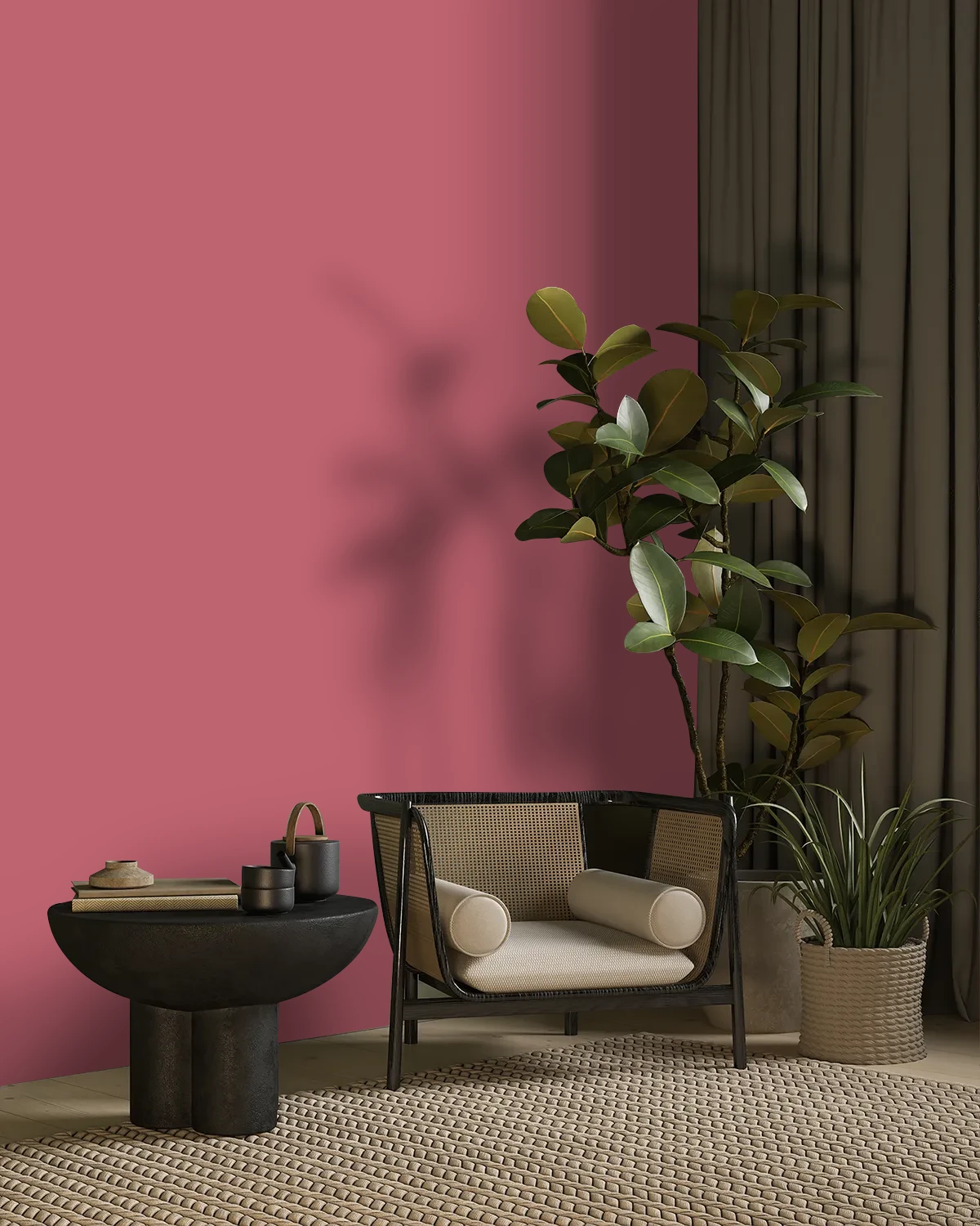 Nippon Paint's CROWNED RUBY color on a beautifully decorated wall.