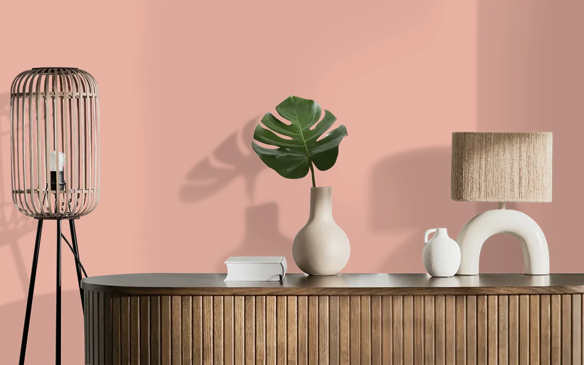 Nippon Paint's CRUSHED CLAY color on different wall surfaces.