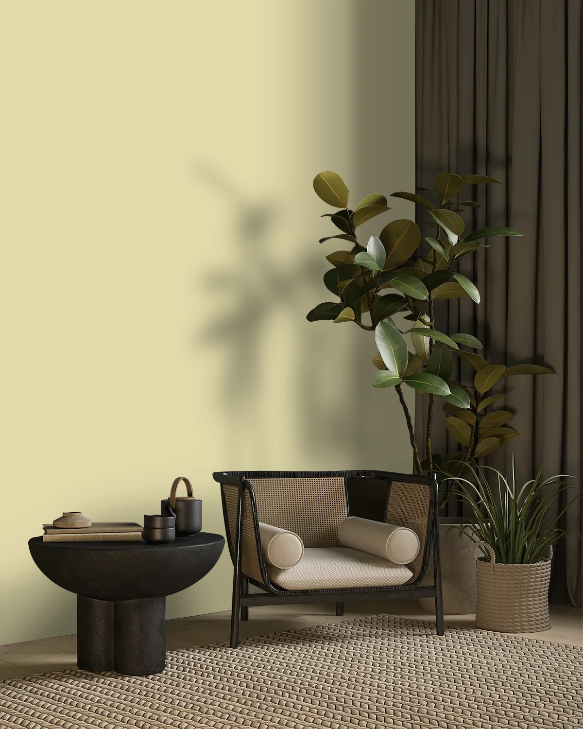 Nippon Paint's CRUSHED MOSS color on a beautifully decorated wall.