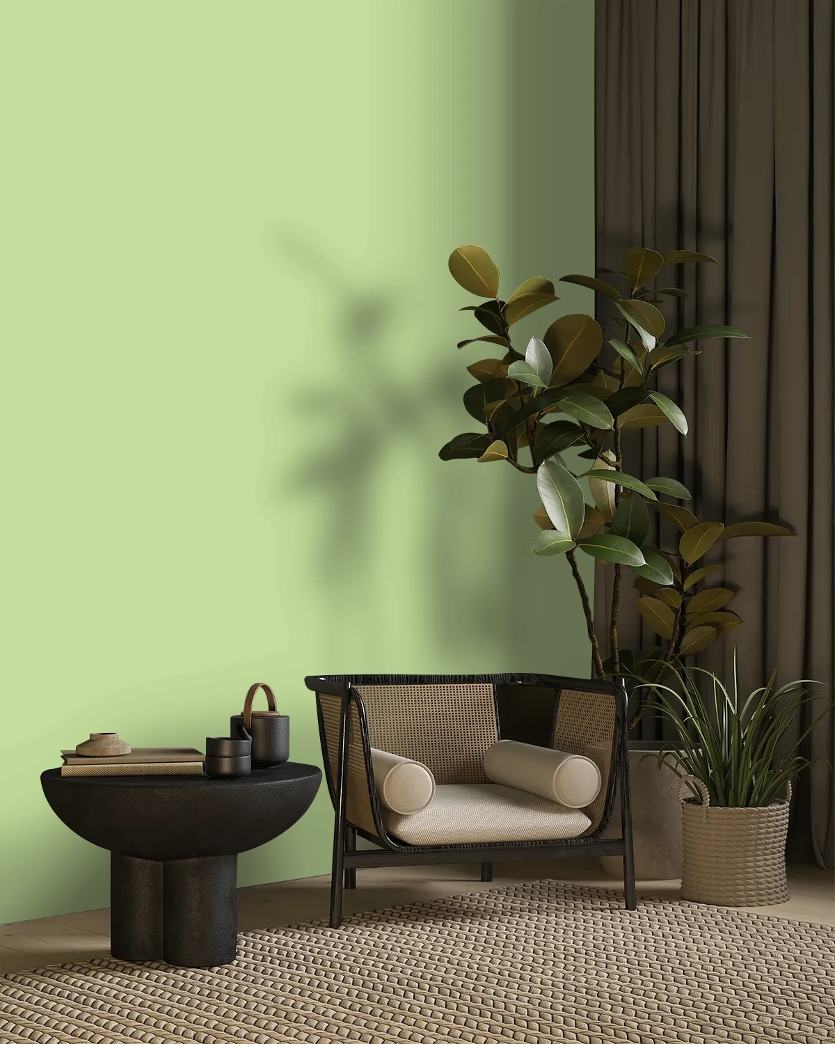 Nippon Paint's CUCUMBER SALAD color on a beautifully decorated wall.