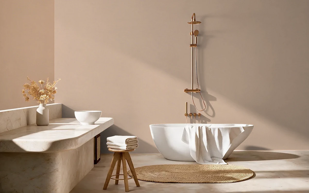 Nippon Paint's CUDDLE CUSHION color on different wall surfaces.