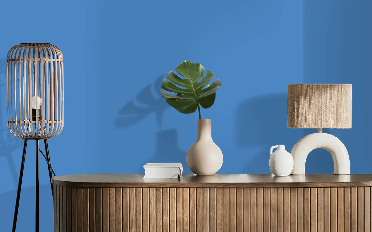 Nippon Paint's CUSCADING WATERFALL color on different wall surfaces.