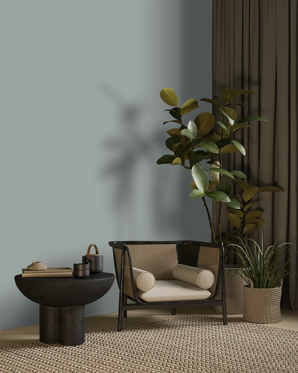 Nippon Paint's CYCLONE color on a beautifully decorated wall.