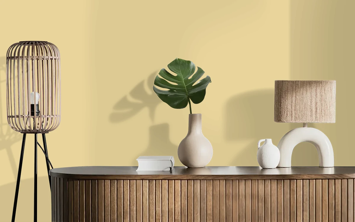 Nippon Paint's DAFFODIL color on different wall surfaces.
