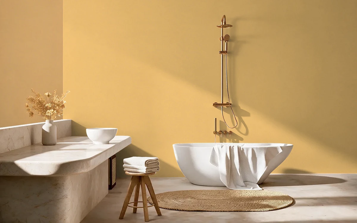 Nippon Paint's DAFFODIL color on different wall surfaces.