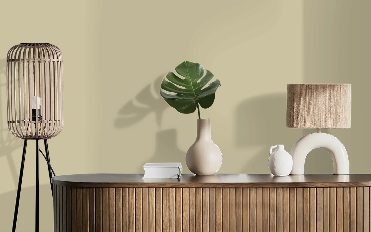 Nippon Paint's DAFFODIL ZEST color on different wall surfaces.