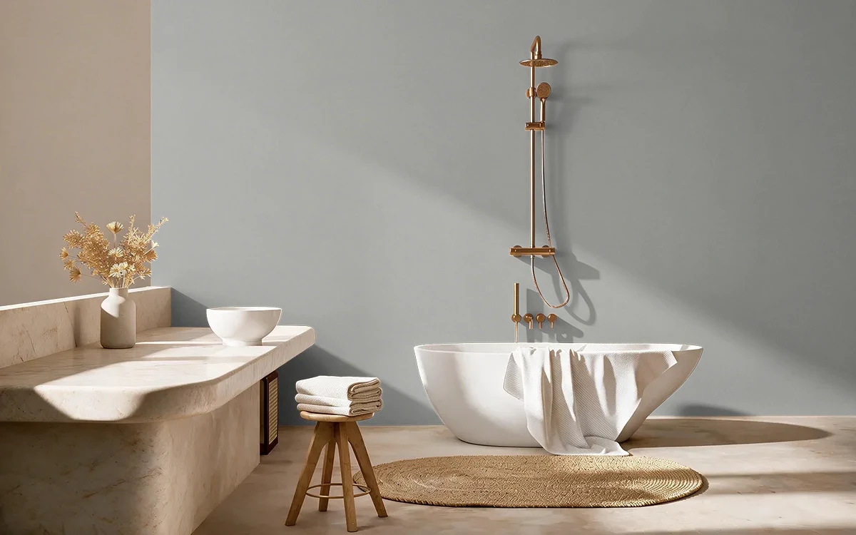 Nippon Paint's DANCING GRAY color on different wall surfaces.