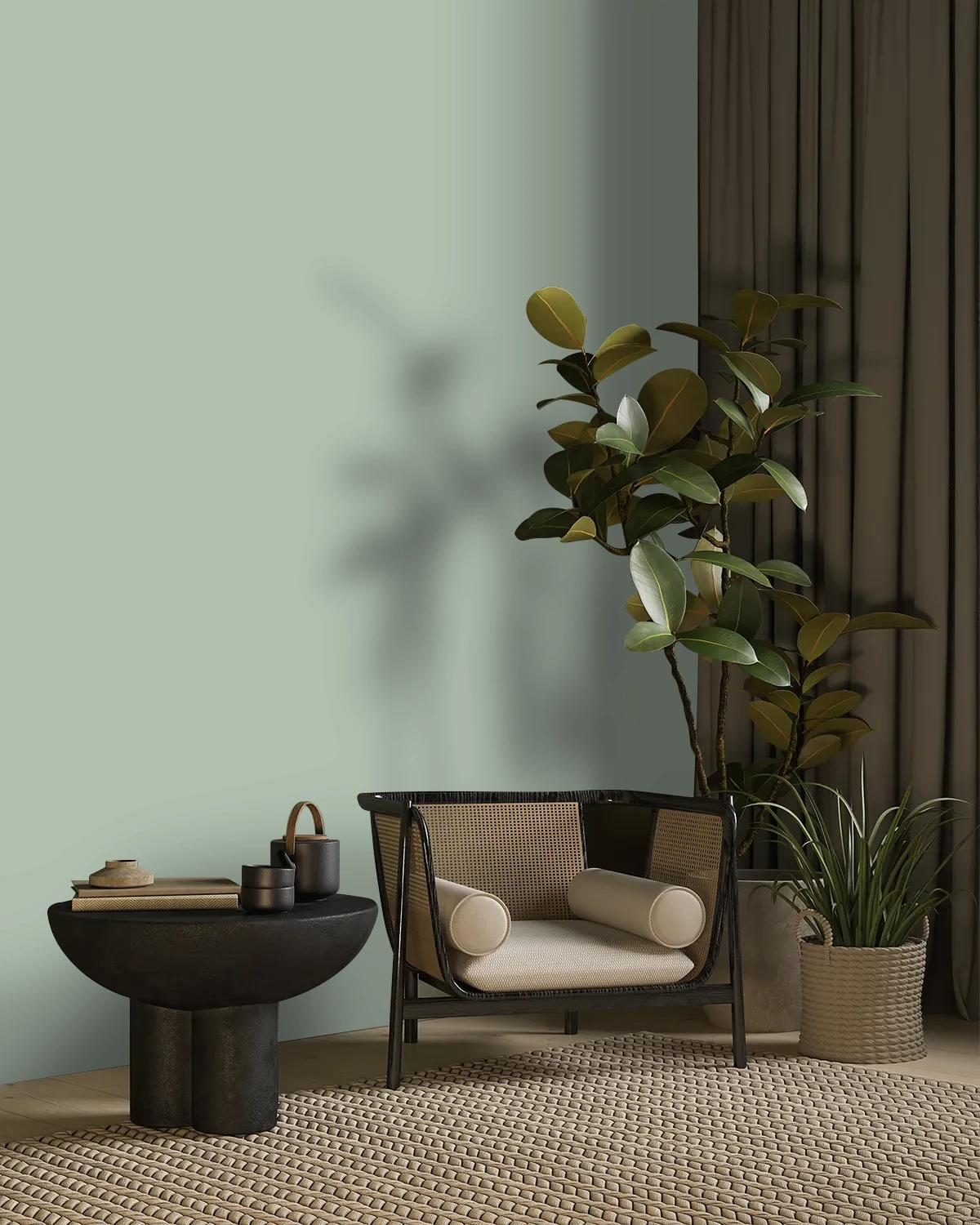 Nippon Paint's DANCING SHADOWS color on a beautifully decorated wall.