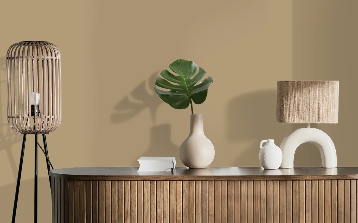 Nippon Paint's DANISH PATTISERIE color on different wall surfaces.