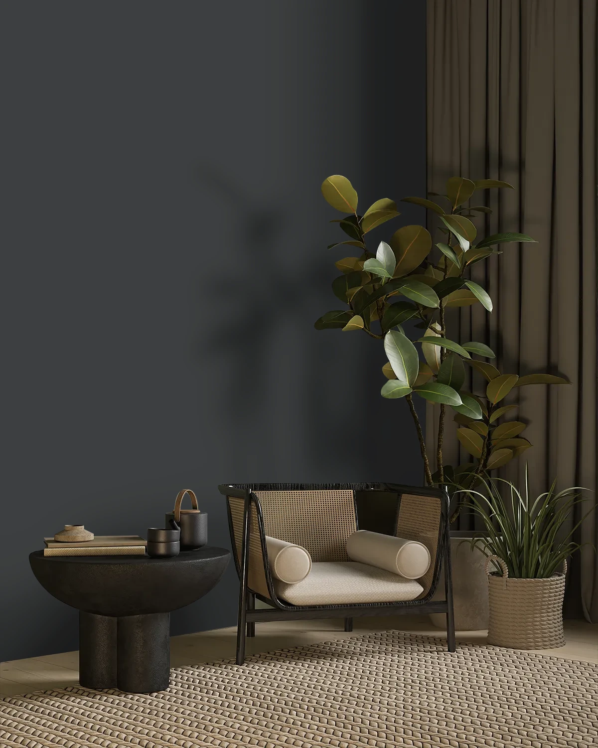 Nippon Paint's DARKEST HOUR color on a beautifully decorated wall.