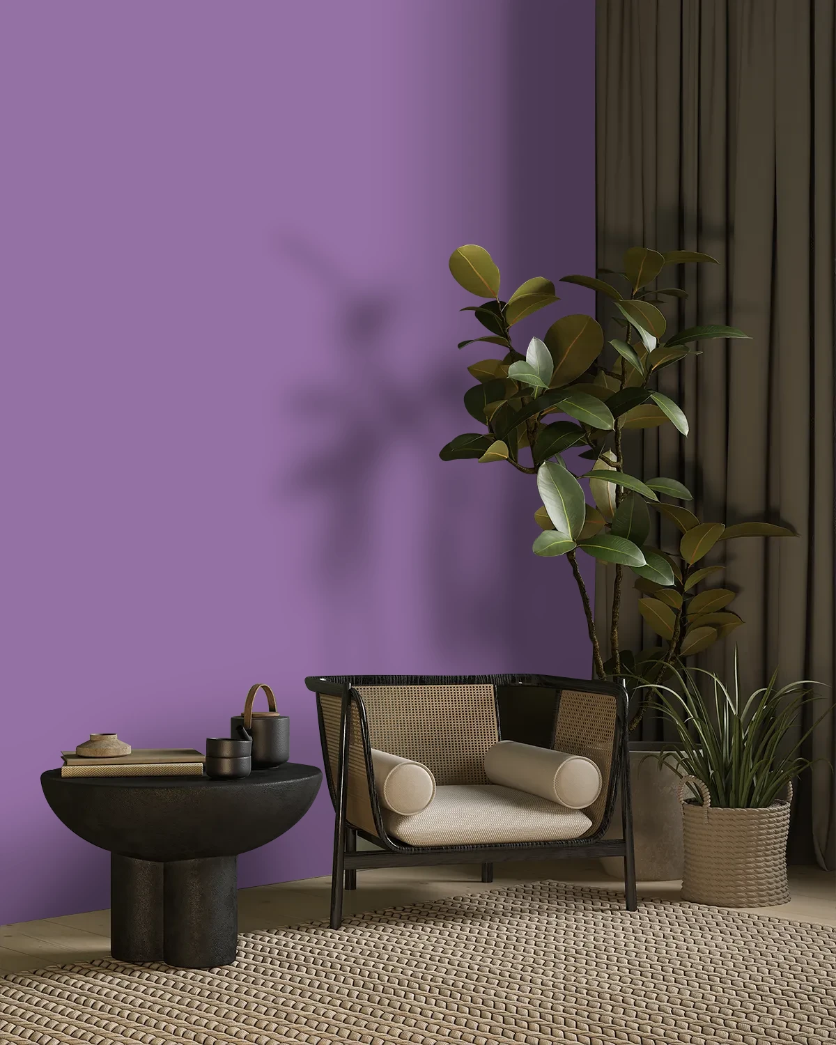 Nippon Paint's DAUPHNE RED color on a beautifully decorated wall.