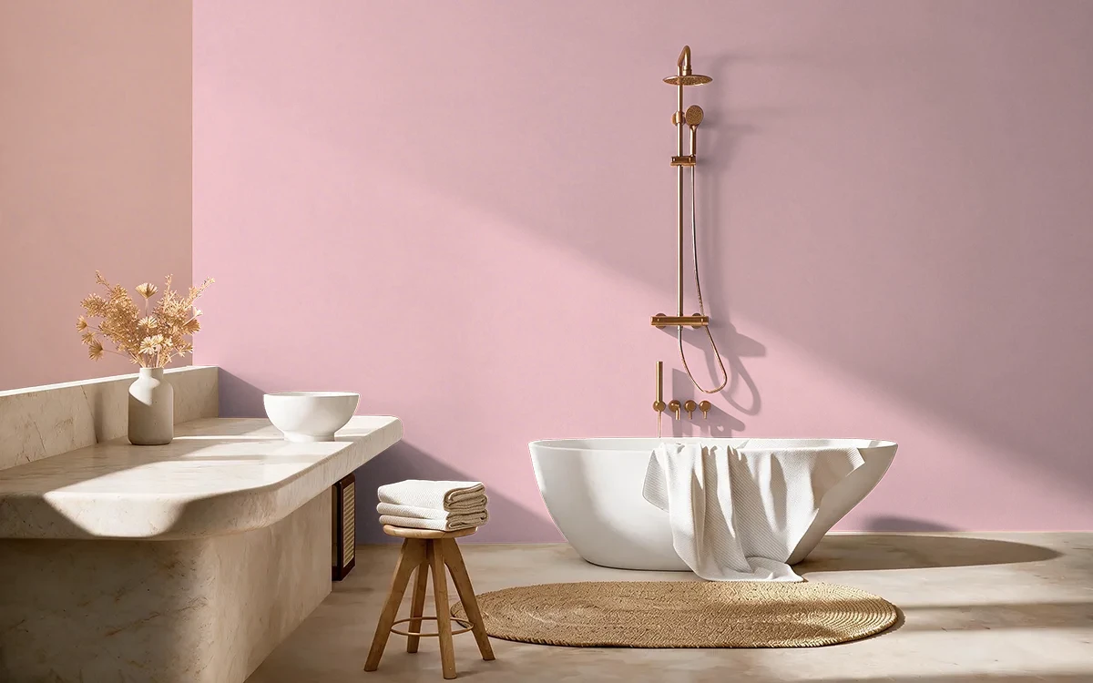 Nippon Paint's DEAREST ONE color on different wall surfaces.