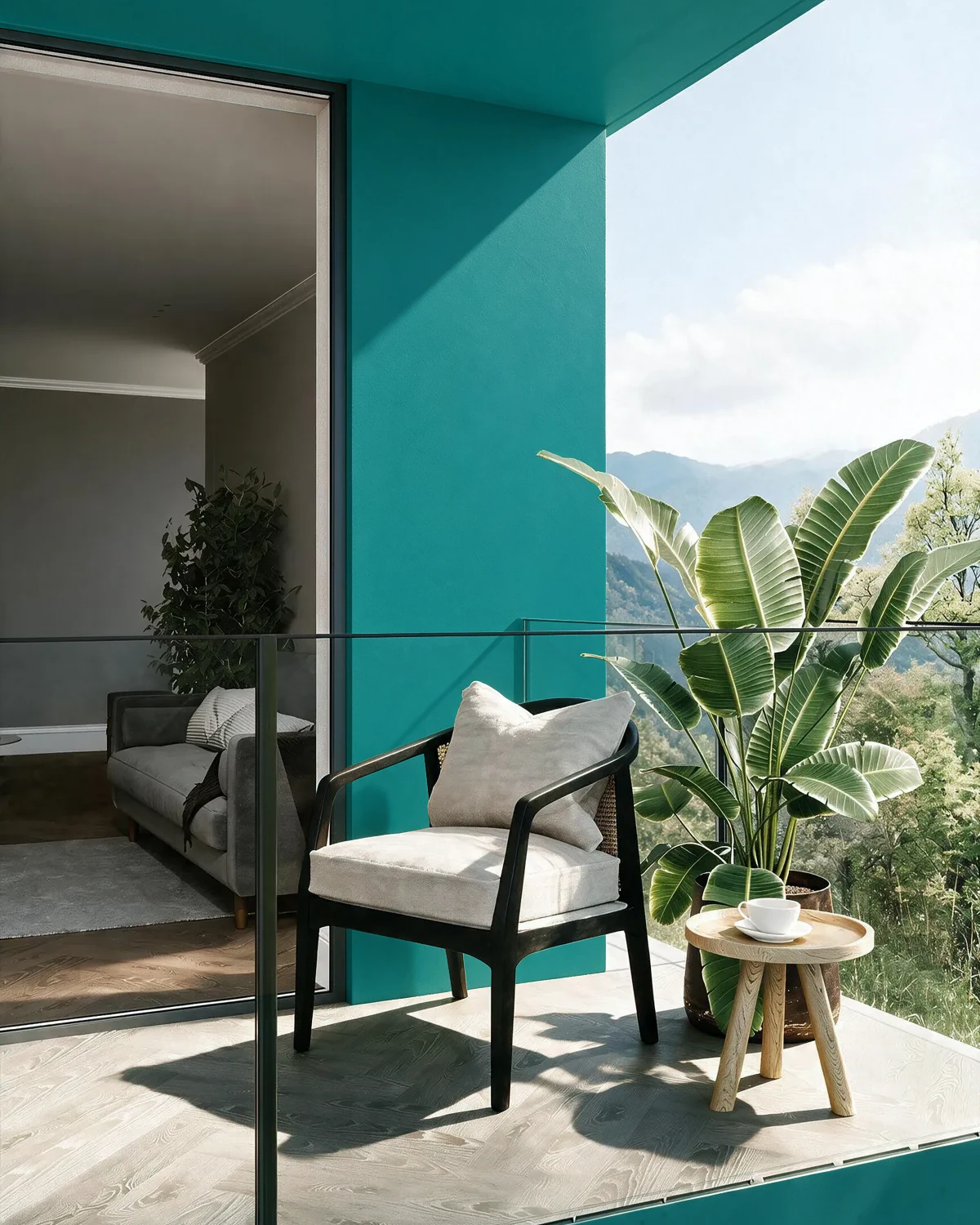 Nippon Paint's DEEP END color on a beautifully decorated wall.