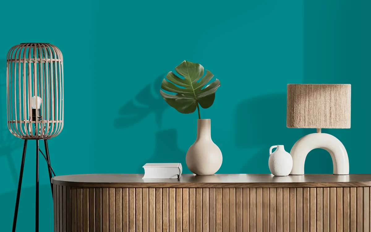 Nippon Paint's DEEP END color on different wall surfaces.