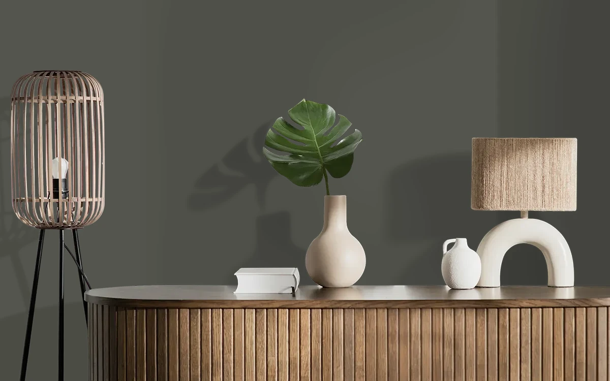 Nippon Paint's DEEP GRAY color on different wall surfaces.