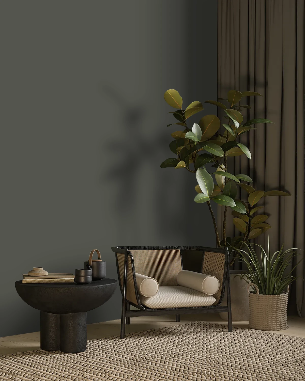 Nippon Paint's DEEP GRAY color on a beautifully decorated wall.
