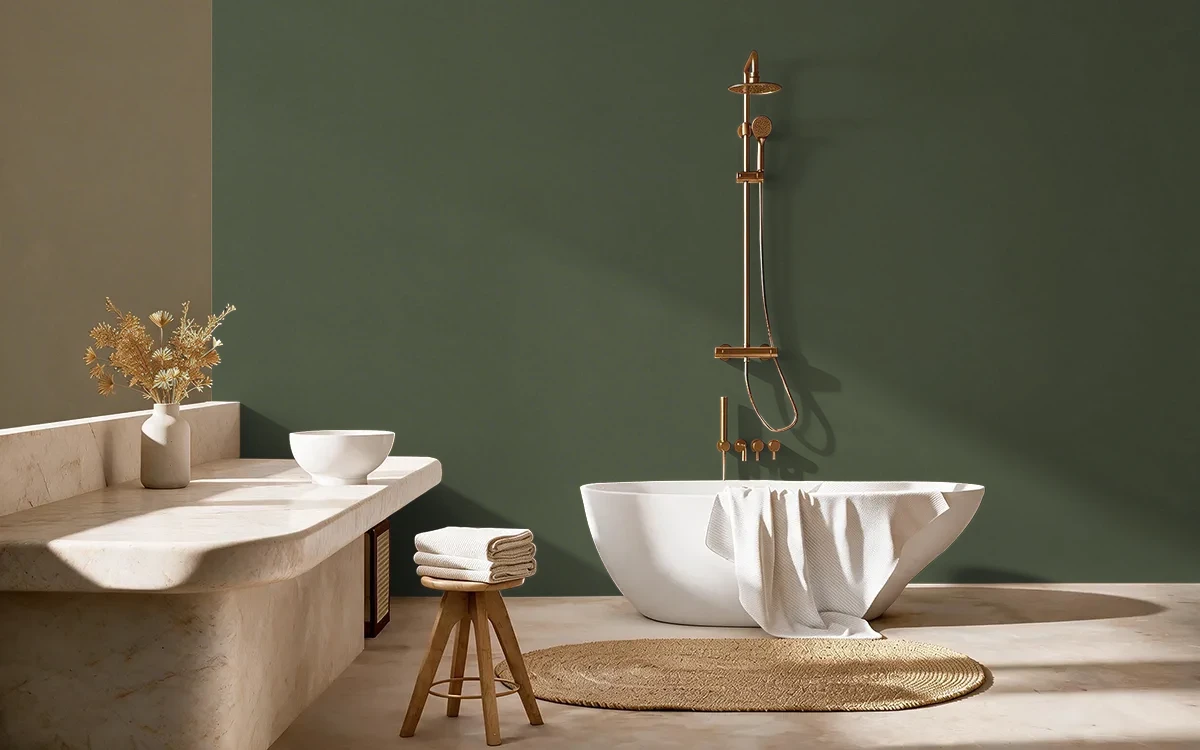 Nippon Paint's DEEP HARBOUR color on different wall surfaces.