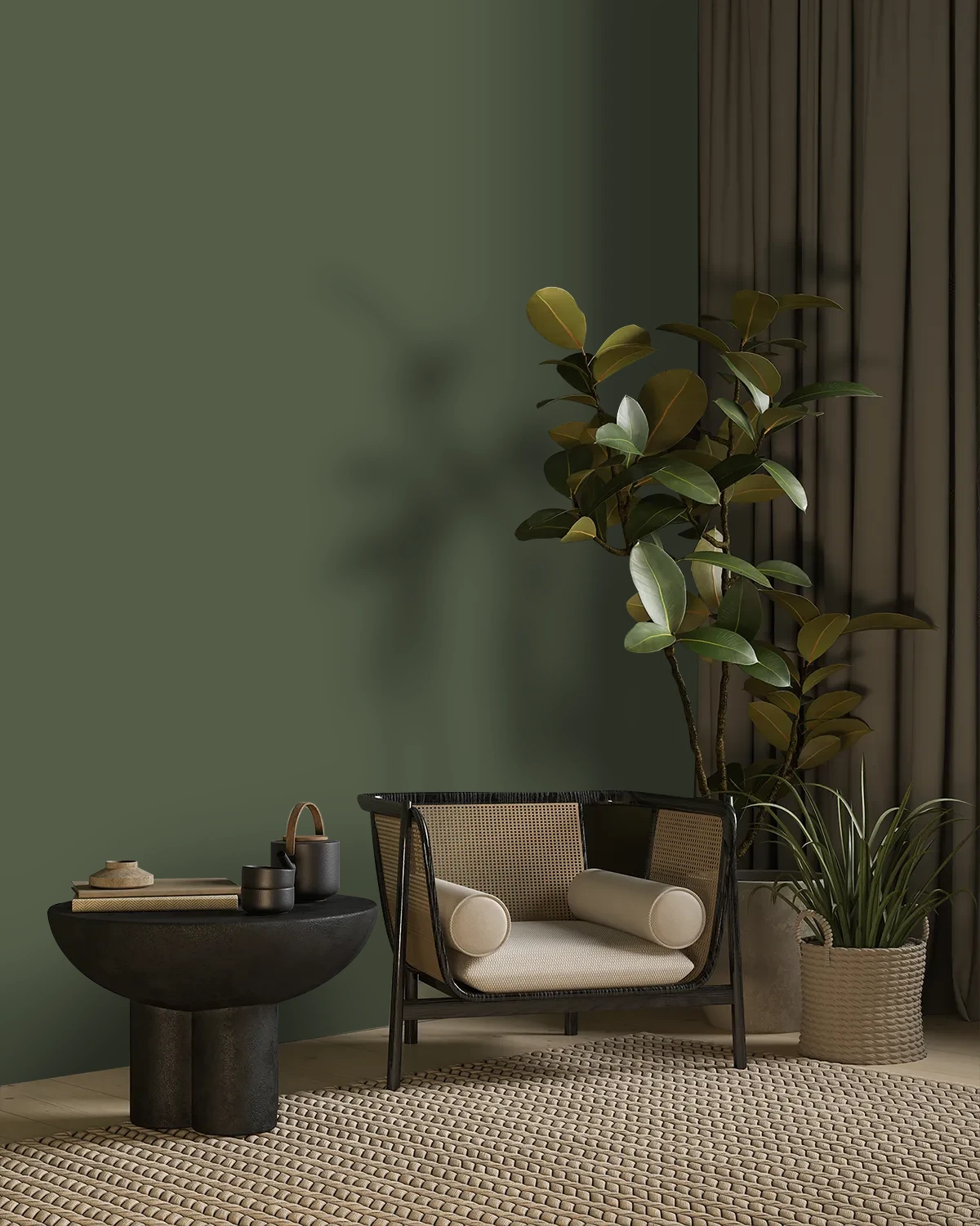Nippon Paint's DEEP HARBOUR color on a beautifully decorated wall.