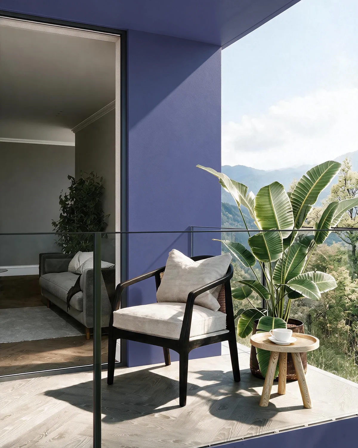 Nippon Paint's DEEP TRANCE color on a beautifully decorated wall.