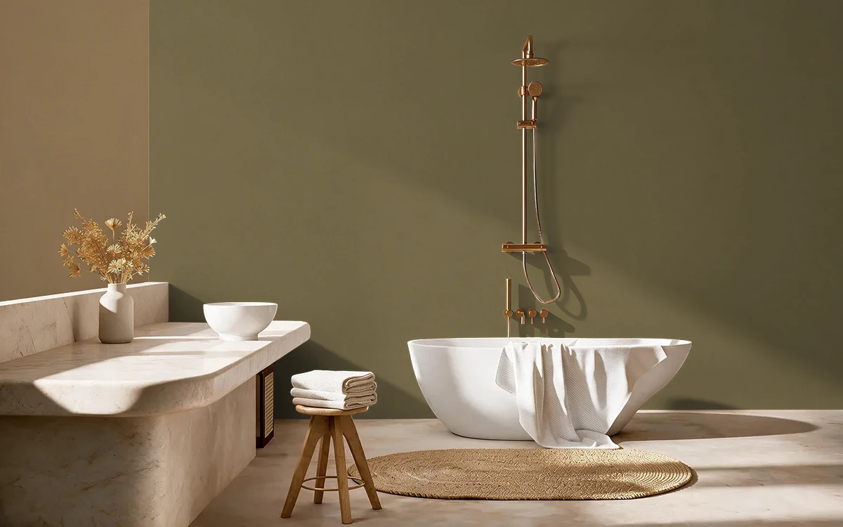 Nippon Paint's DEEPSET EYES color on different wall surfaces.