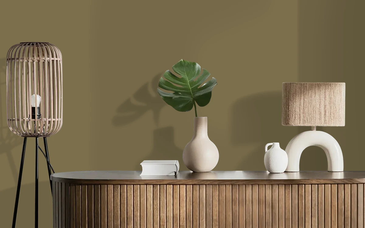 Nippon Paint's DEEPSET EYES color on different wall surfaces.