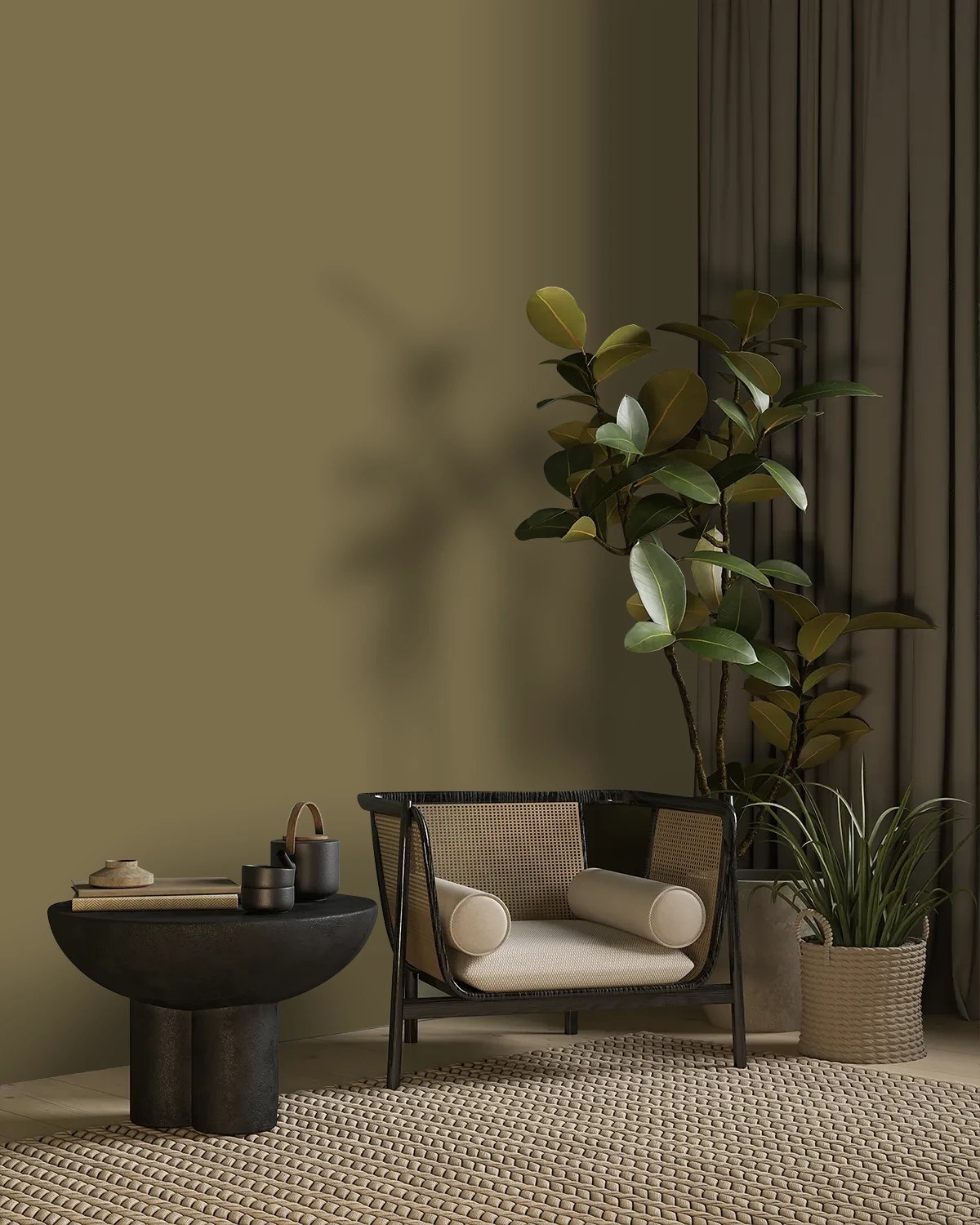 Nippon Paint's DEEPSET EYES color on a beautifully decorated wall.