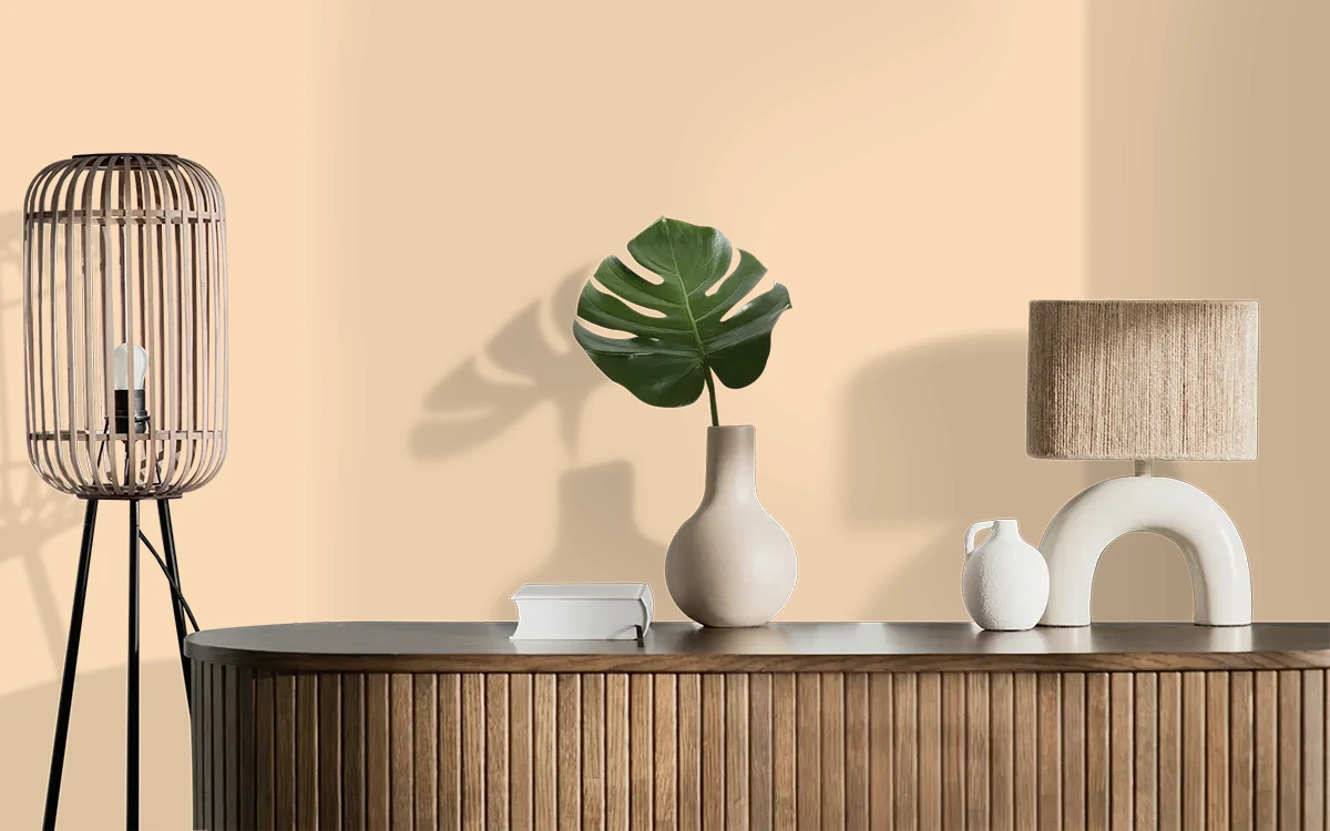 Nippon Paint's DELICATE PEACH color on different wall surfaces.