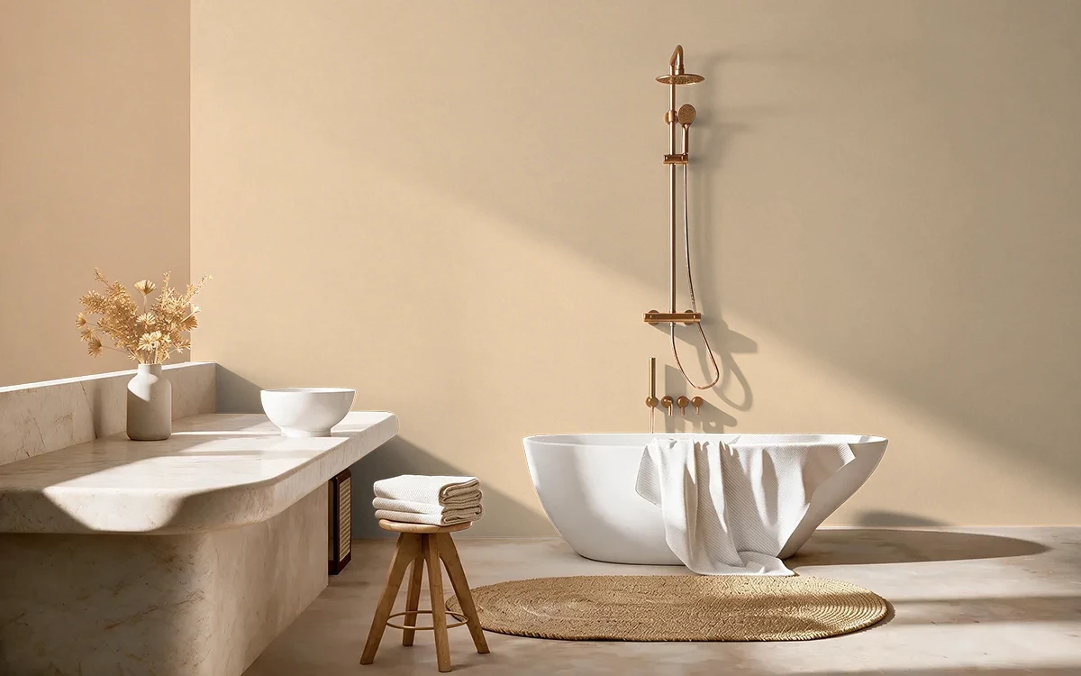 Nippon Paint's DELICATE PEACH color on different wall surfaces.