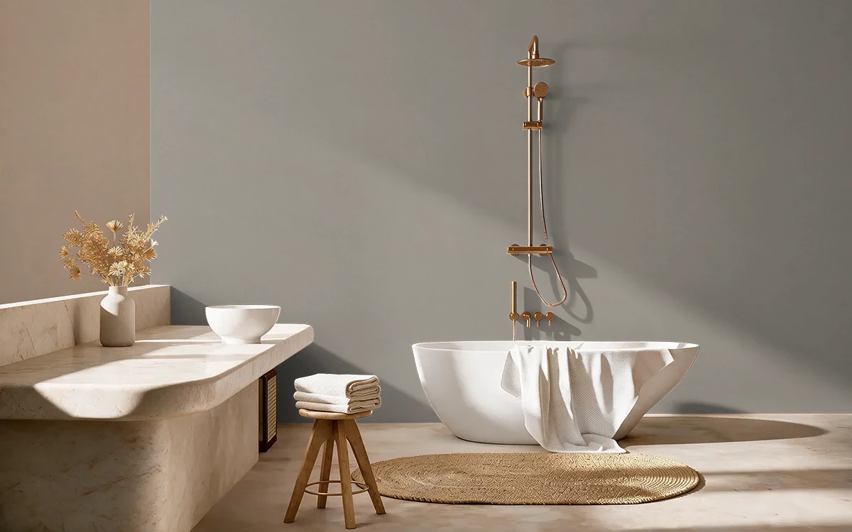 Nippon Paint's DESERT DUSK color on different wall surfaces.