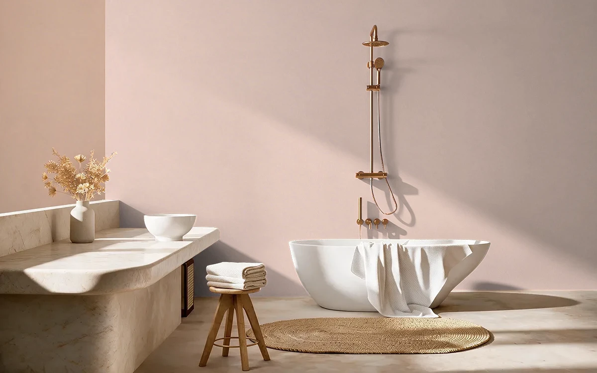 Nippon Paint's DIMPLED SMILE color on different wall surfaces.