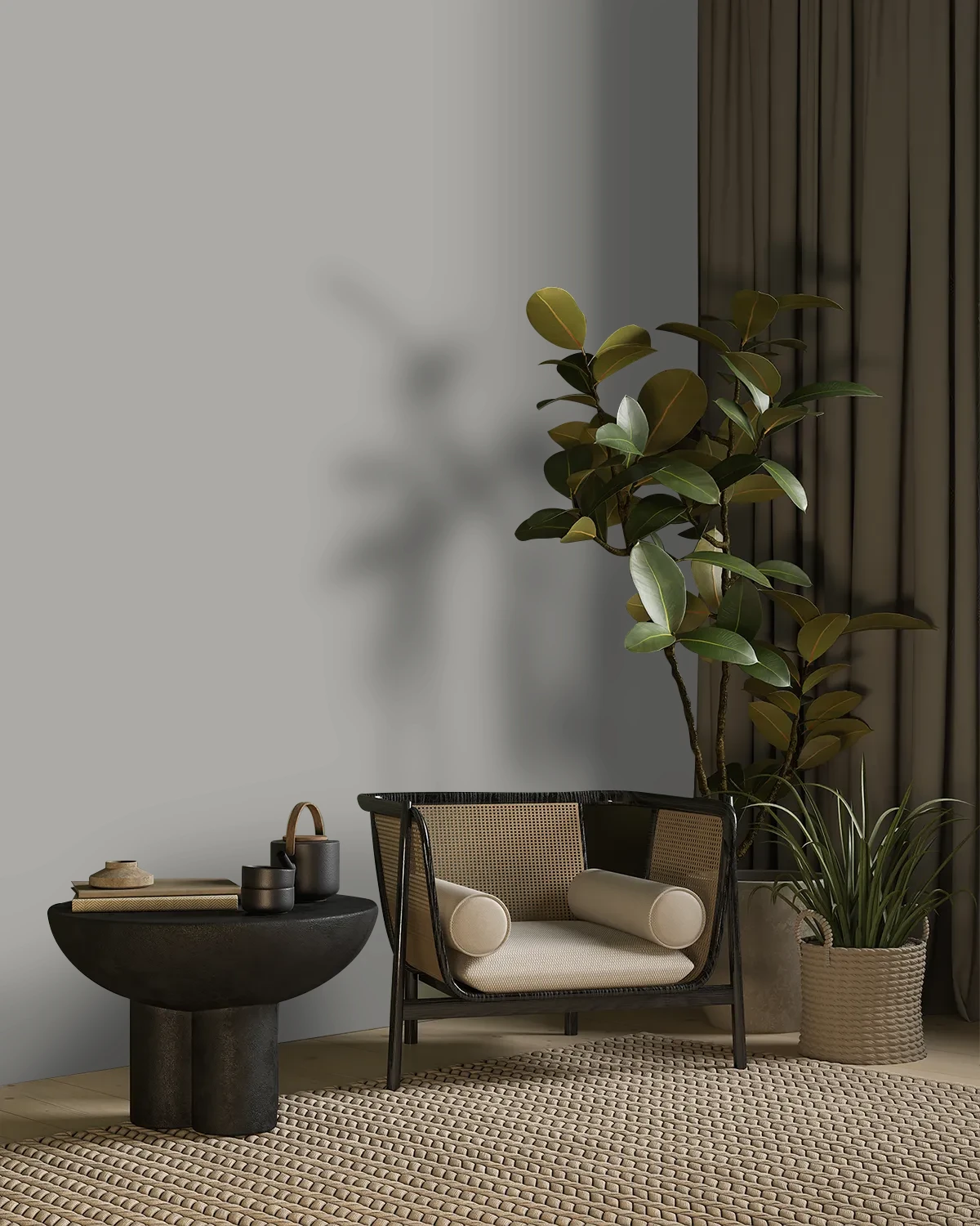 Nippon Paint's DINOSAUR GRAY color on a beautifully decorated wall.