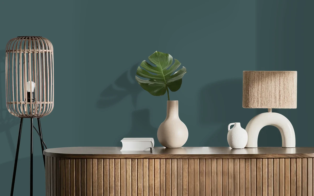 Nippon Paint's DIVING POOL color on different wall surfaces.