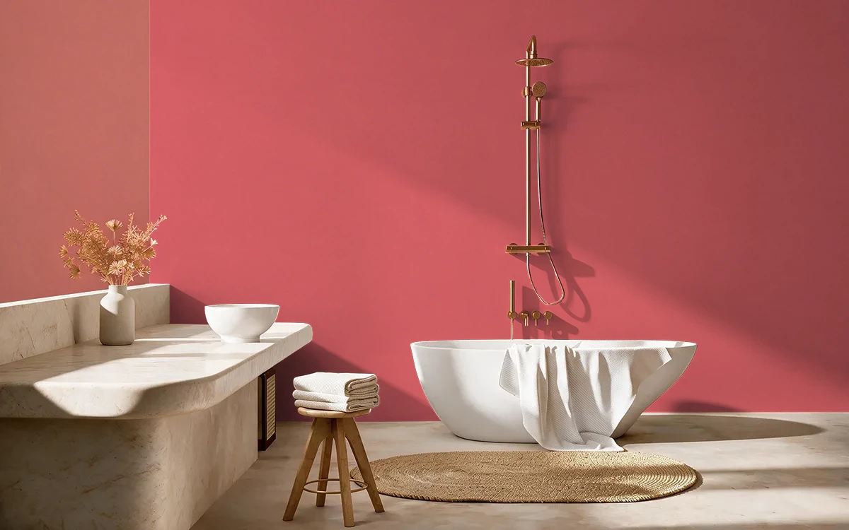Nippon Paint's DRAGONFRUIT color on different wall surfaces.