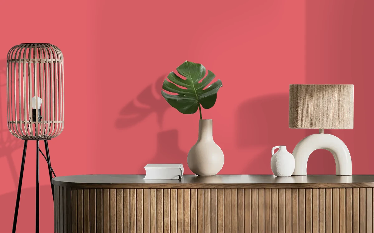 Nippon Paint's DRAGONFRUIT color on different wall surfaces.