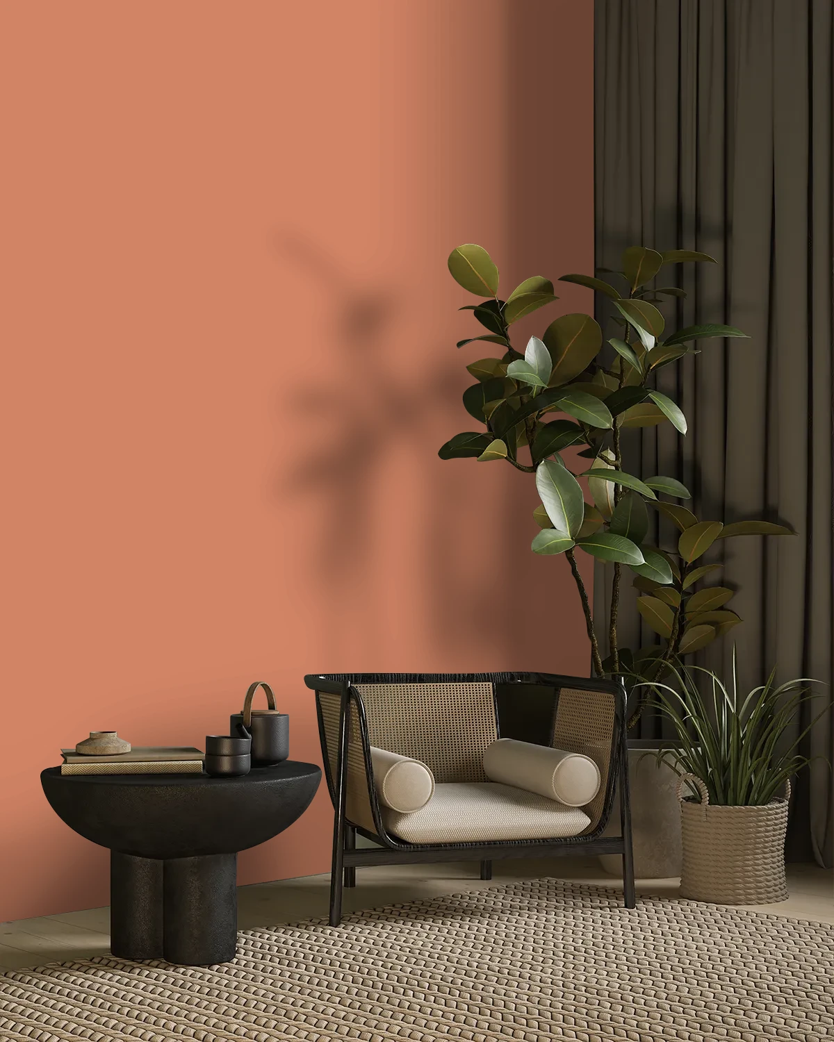 Nippon Paint's DRIED APRICOT color on a beautifully decorated wall.