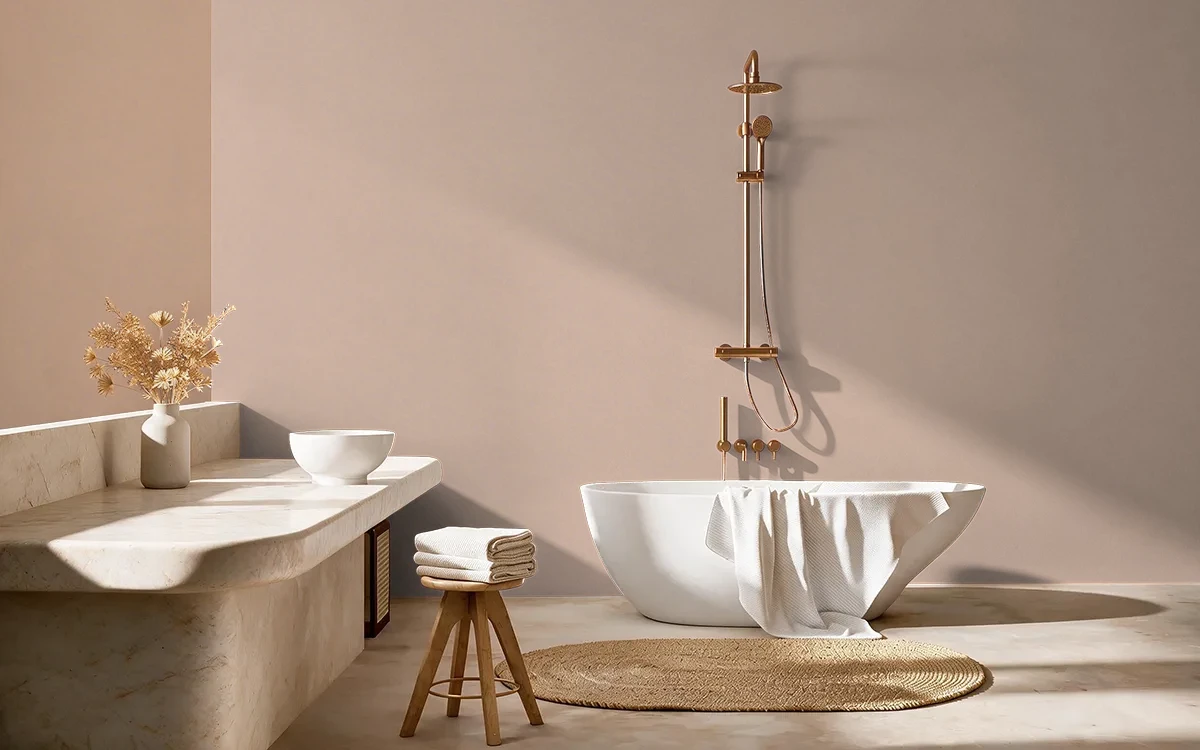 Nippon Paint's DRIED LEAVES color on different wall surfaces.