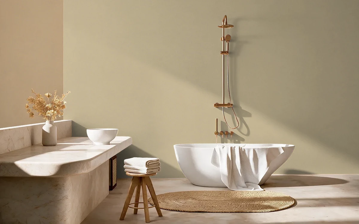 Nippon Paint's DRIED STACKS color on different wall surfaces.