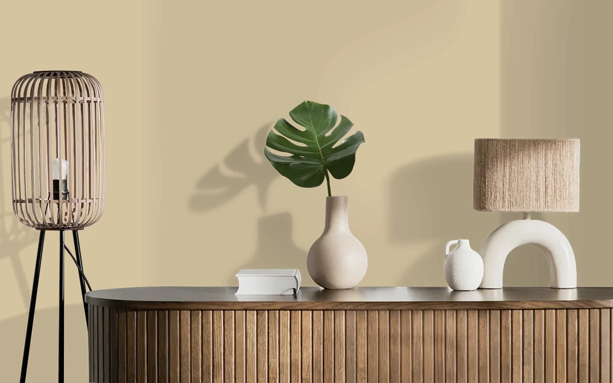 Nippon Paint's DRIED STACKS color on different wall surfaces.