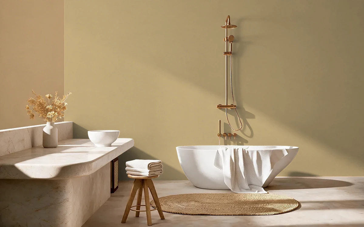 Nippon Paint's DRY WHEAT color on different wall surfaces.