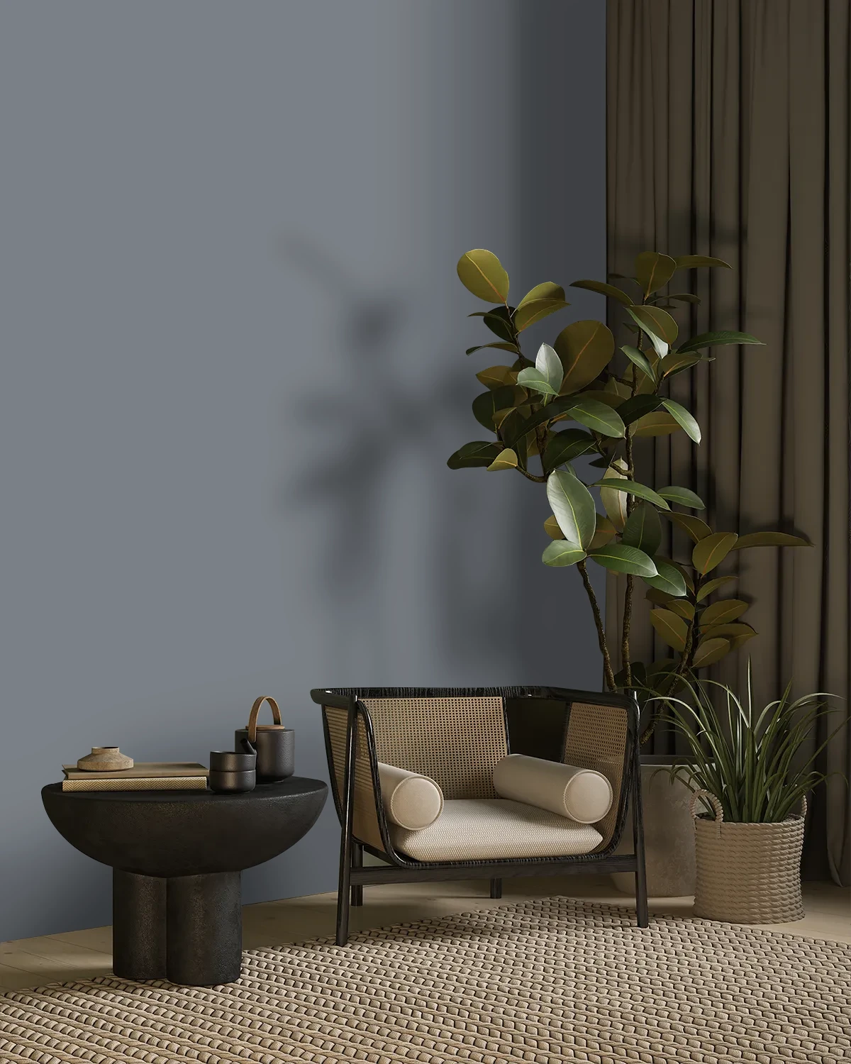 Nippon Paint's EMPIRE GRAY color on a beautifully decorated wall.