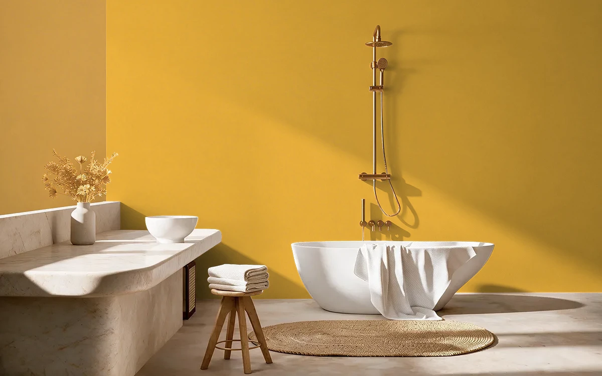 Nippon Paint's EMPRESS GOLD color on different wall surfaces.