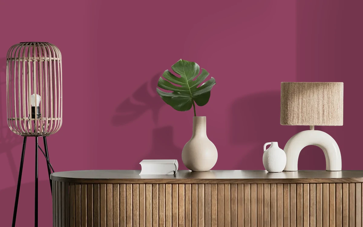 Nippon Paint's ENGLISH ROSE color on different wall surfaces.