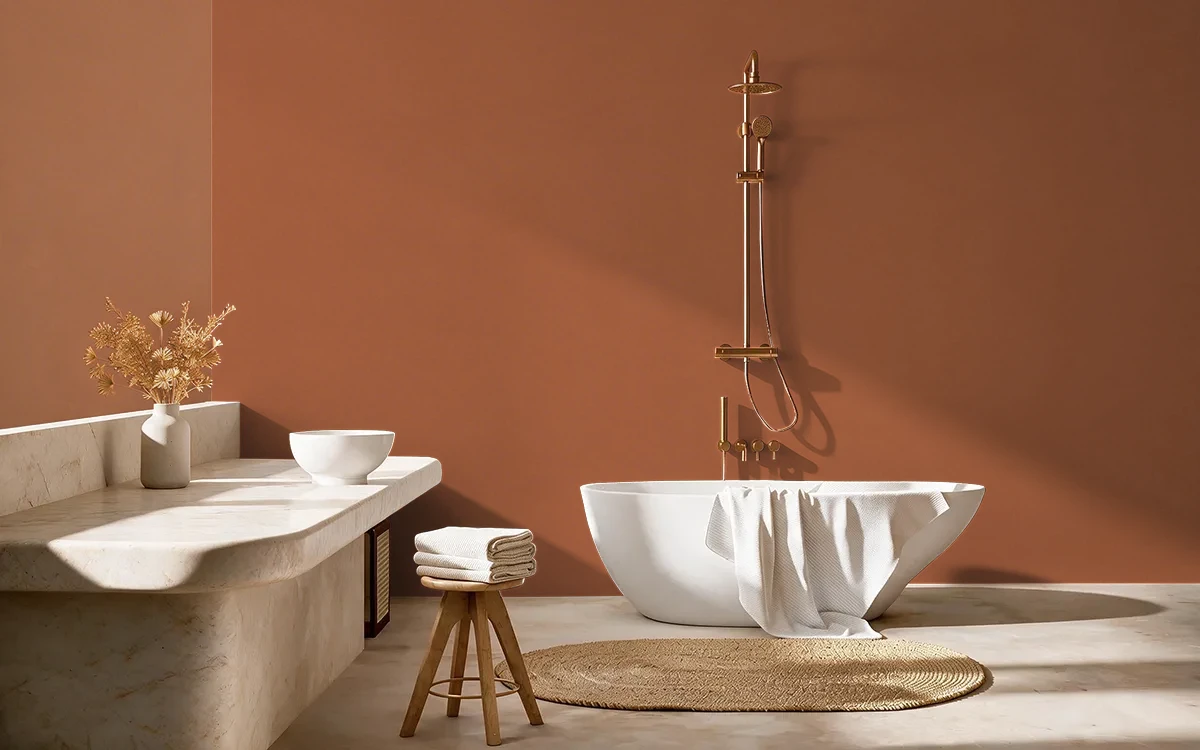 Nippon Paint's ENGLISH TOFFEE color on different wall surfaces.