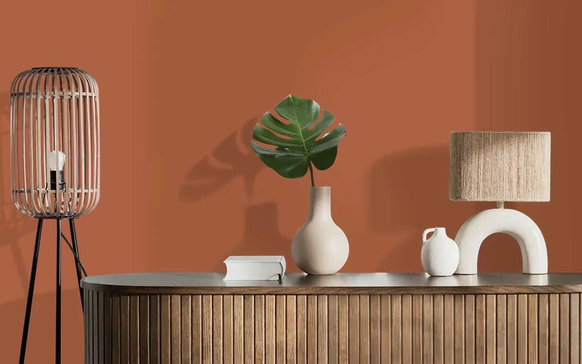 Nippon Paint's ENGLISH TOFFEE color on different wall surfaces.