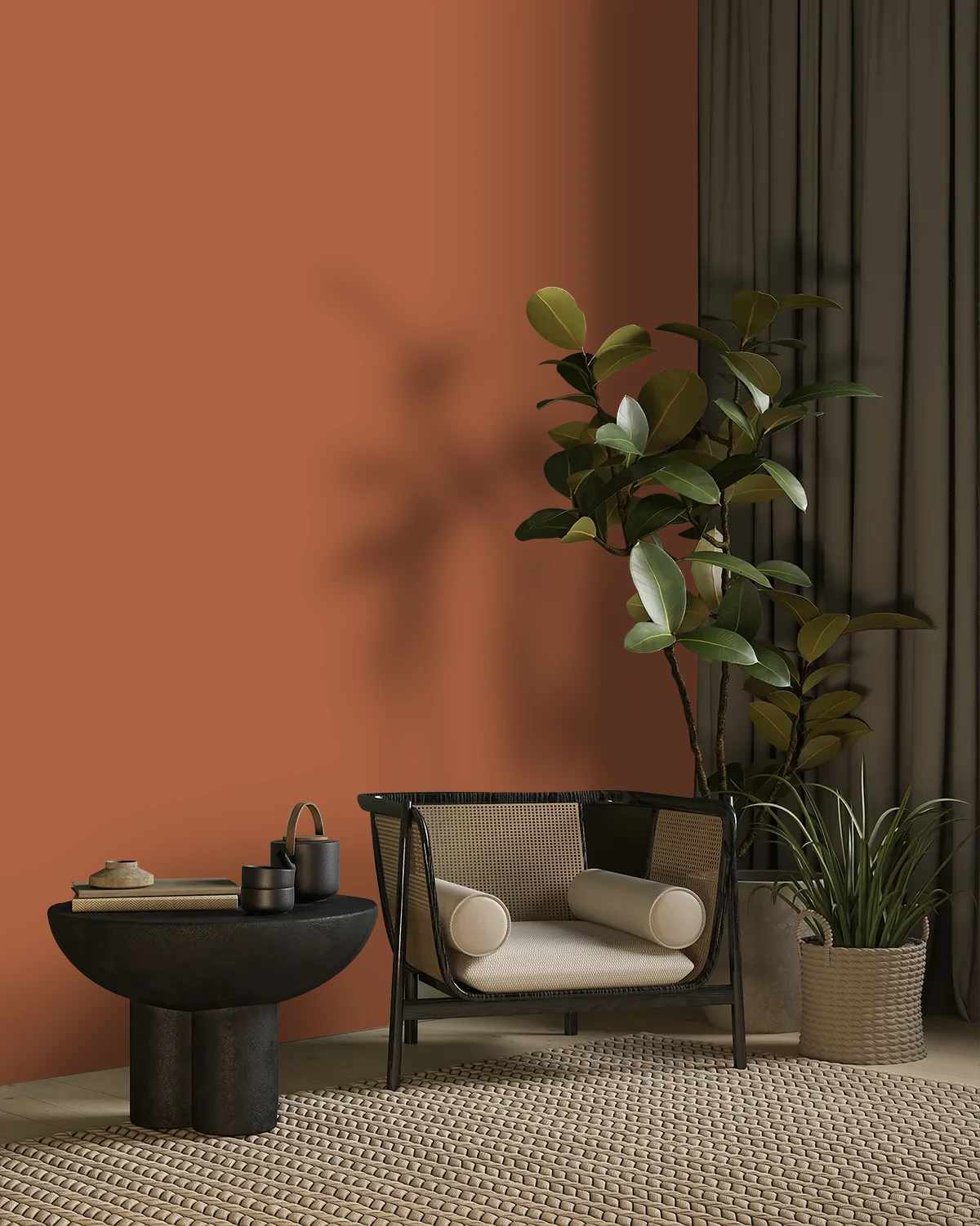 Nippon Paint's ENGLISH TOFFEE color on a beautifully decorated wall.