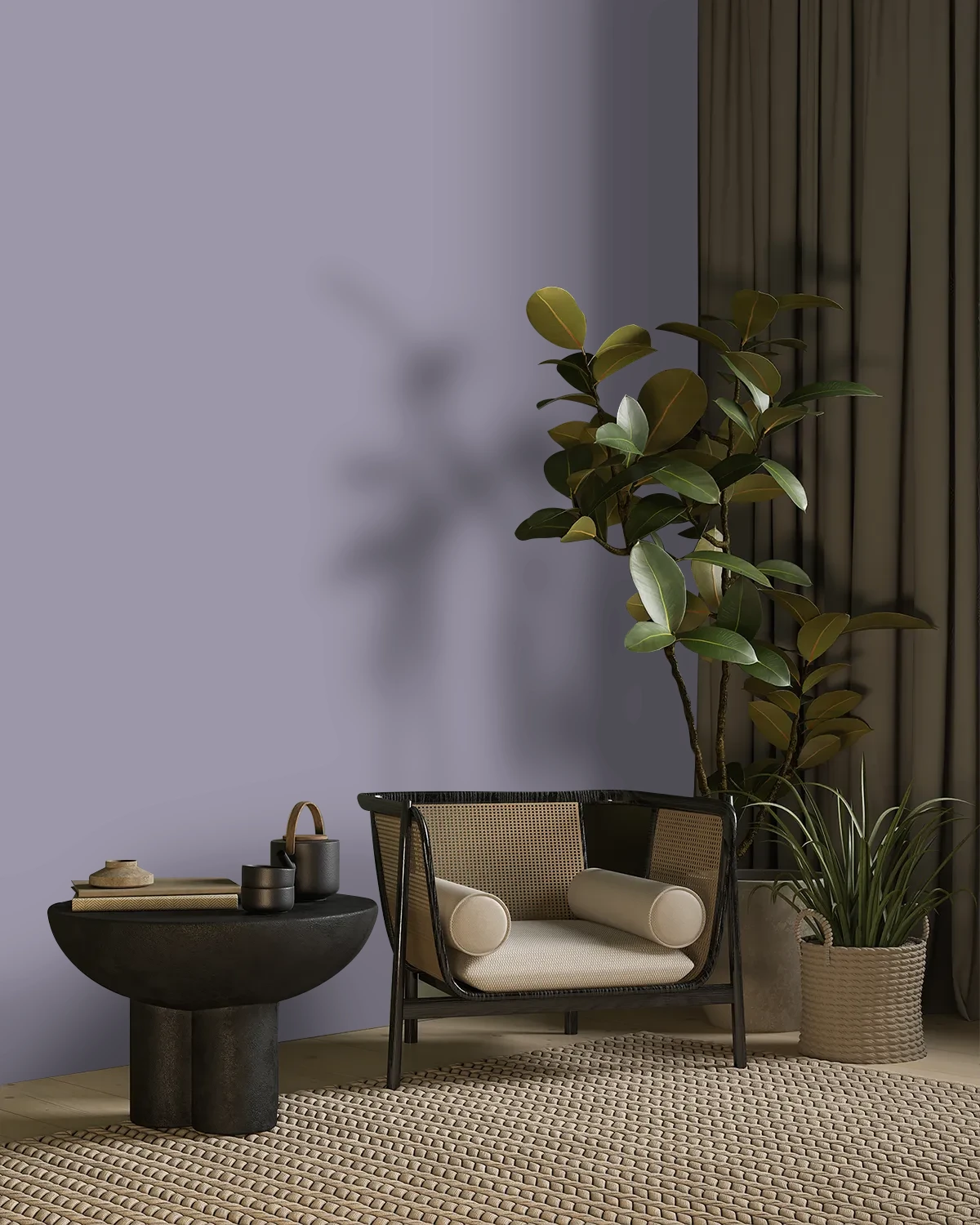 Nippon Paint's ENSHROUDED color on a beautifully decorated wall.